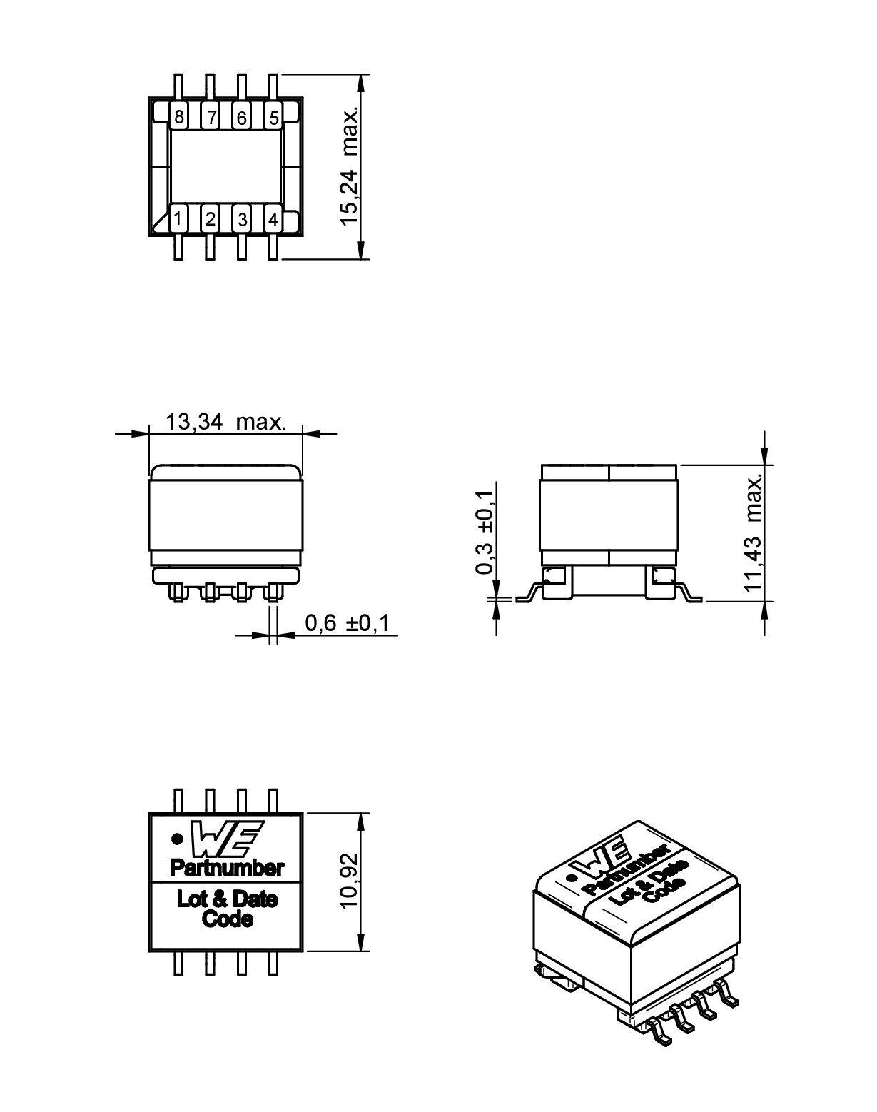WEFLYLT Flyback Transformers for Linear Technology Passive